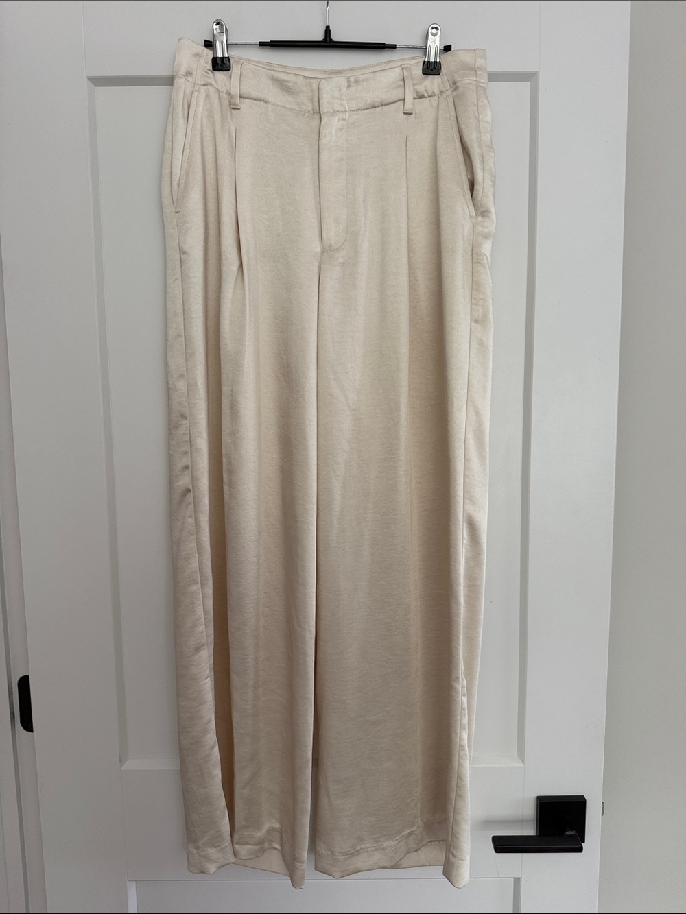 High Rise Pleated Satin Wide-Leg Trousers - Picture 2 of 4